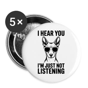 Basenji Spruch Hunde Lustiges Basenji Geschenk - Buttons groß 56 mm (5er Pack) - Weiß - Vorne