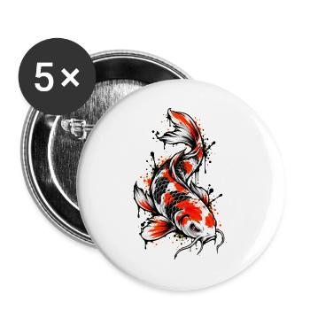 Koi-fische Japanische Koi-fische Koi-karpfen - Buttons groß 56 mm (5er Pack) - Weiß - Vorne