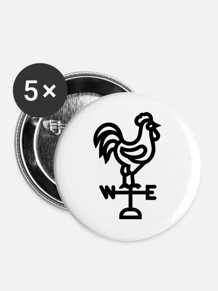 Wetterhahn - Buttons groß 56 mm (5er Pack) - Weiß