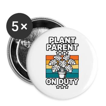 Plant Parent on Duty - Buttons groß 56 mm (5er Pack) - Weiß - Vorne