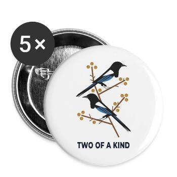 Two of a Kind – Zwei Vögel - Buttons groß 56 mm (5er Pack) - Weiß - Vorne