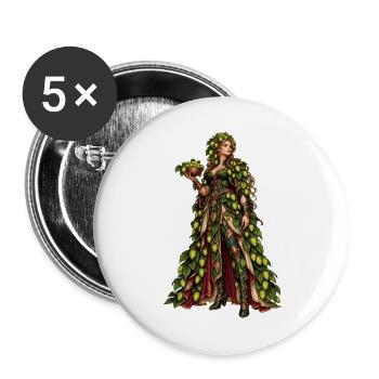 Blätterglanz Göttin im Blattenkleid - Buttons groß 56 mm (5er Pack) - Weiß - Vorne