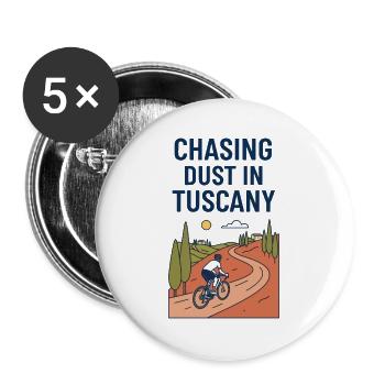 Staub jagen in Toskana Kiesradfahrer - Buttons groß 56 mm (5er Pack) - Weiß - Vorne