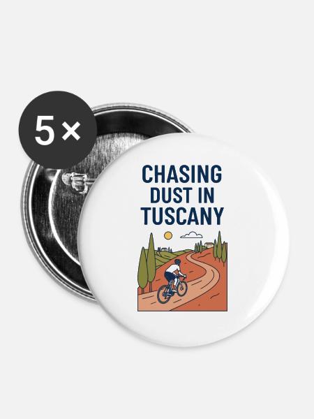 Staub jagen in Toskana Kiesradfahrer - Buttons groß 56 mm (5er Pack) - Weiß