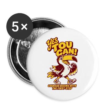 Yes You Can – Mutiger Tukan  - Buttons groß 56 mm (5er Pack) - Weiß - Vorne