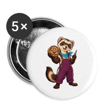 Pfotenwerkstatt Blütenholz - Buttons groß 56 mm (5er Pack) - Weiß - Vorne