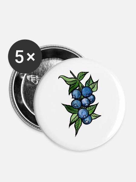 Blaubeer-Aquarellcluster - Buttons groß 56 mm (5er Pack) - Weiß