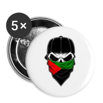 Stilisierter Martinique-Bandana-Schädel - Buttons groß 56 mm (5er Pack) - Weiß - Vorne