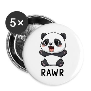 Süßer Panda Cartoon Brüllender Chibi - Buttons groß 56 mm (5er Pack) - Weiß - Vorne