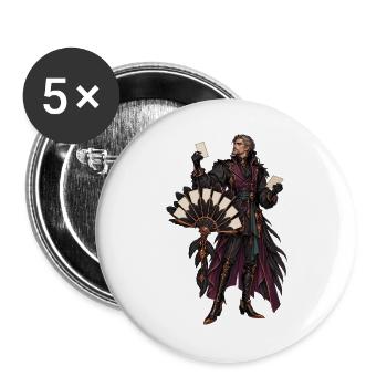 Kartenmagier im finsteren Mantel - Buttons groß 56 mm (5er Pack) - Weiß - Vorne