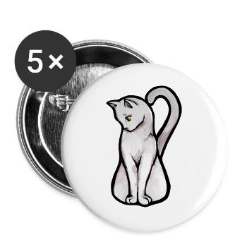Mondbeschienenes weißes Katzen-Aquarell - Buttons groß 56 mm (5er Pack) - Weiß - Vorne