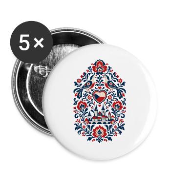 Tschechien | Prag & böhmische Volkskunst - Buttons groß 56 mm (5er Pack) - Weiß - Vorne