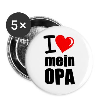 I Love mein Opa - Buttons groß 56 mm (5er Pack) - Weiß - Vorne
