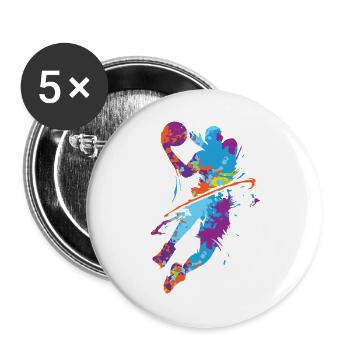 Basketball Street Art Bunter Sport Basketaller - Buttons groß 56 mm (5er Pack) - Weiß - Vorne