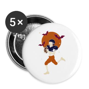 Halloween-Skeleton-Footballspieler - Buttons groß 56 mm (5er Pack) - Weiß - Vorne