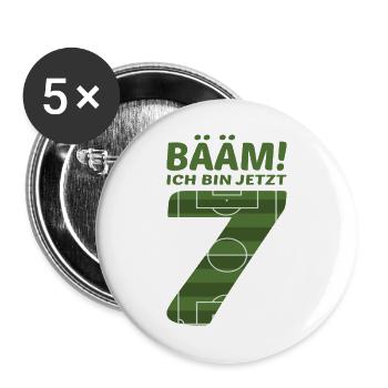 7. Geburtstag Sieben Fußball - Buttons groß 56 mm (5er Pack) - Weiß - Vorne
