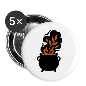 Hexenkessel Zaubertrank Logo - Buttons groß 56 mm (5er Pack) - Weiß - Vorne