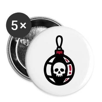 Totenkopf Christbaumkugel Icon - Buttons groß 56 mm (5er Pack) - Weiß - Vorne