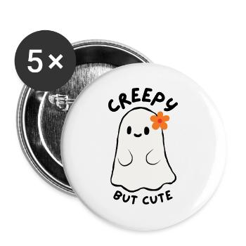 Halloween Geist Creepy but Cute - Buttons groß 56 mm (5er Pack) - Weiß - Vorne