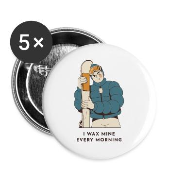I Wax Mine Every Morning – Ski Shirt - Buttons groß 56 mm (5er Pack) - Weiß - Vorne