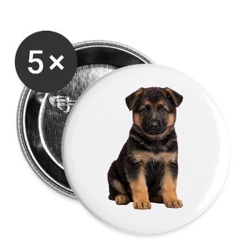 Sanftes Porträt des Deutschen Schäferhunde-Welpen - Buttons groß 56 mm (5er Pack) - Weiß - Vorne