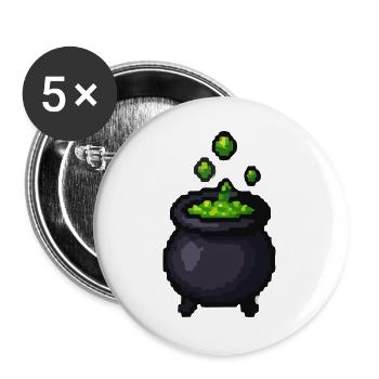 Grüner Zauberbottich - Buttons groß 56 mm (5er Pack) - Weiß - Vorne