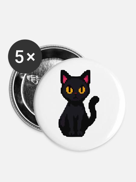 Nachtkater Pixelblick - Buttons groß 56 mm (5er Pack) - Weiß