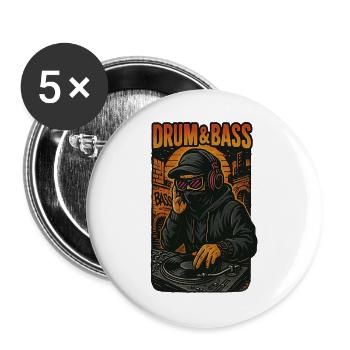 Schlagzeug und Bass - Buttons groß 56 mm (5er Pack) - Weiß - Vorne
