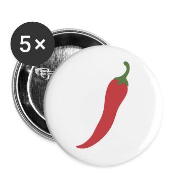 Chilischote Lebensmittel Illustration Geschenkidee - Buttons groß 56 mm (5er Pack) - Weiß - Vorne