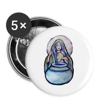 Mondbeschienener Kessel-Mystiker - Buttons groß 56 mm (5er Pack) - Weiß - Vorne