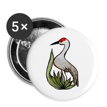 Kranich in Aquarell Pflanzenlandschaft - Buttons groß 56 mm (5er Pack) - Weiß - Vorne