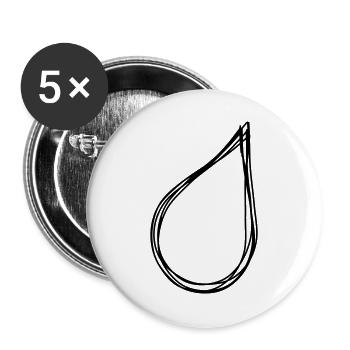 Tropfen handgezeichnet - Buttons groß 56 mm (5er Pack) - Weiß - Vorne