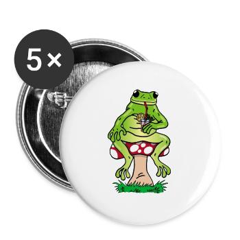 Frosch und Cocktail - Buttons groß 56 mm (5er Pack) - Weiß - Vorne
