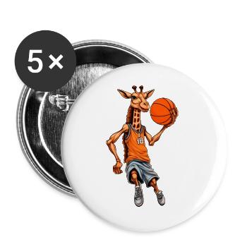 Giraffe Basketball - Buttons groß 56 mm (5er Pack) - Weiß - Vorne