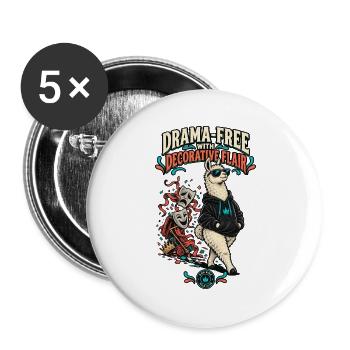 RobVibe Wild Club – Drama-freier Lama - Buttons groß 56 mm (5er Pack) - Weiß - Vorne