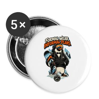 RobVibe Wild Club – Penguin informelle Pläne - Buttons groß 56 mm (5er Pack) - Weiß - Vorne
