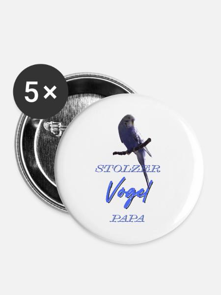 Stolzer Vogel Papa - lustige Geschenkidee  - Buttons groß 56 mm (5er Pack) - Weiß