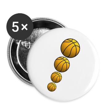 basketball - Lot de 5 grands badges (56 mm) - blanc - Devant