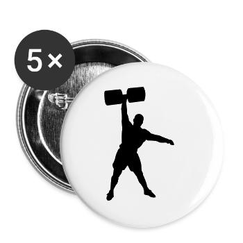 Strongman - Buttons groß 56 mm (5er Pack) - Weiß - Vorne