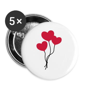 Herzballons / heart balloons / ballon coeur - Buttons large 2.2''/56 mm (5-pack) - white - Front