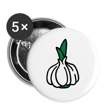 Knoblauch Garlic Ail Aglio - Buttons groß 56 mm (5er Pack) - Weiß - Vorne