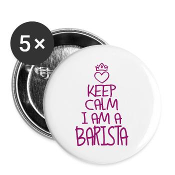 Keep Calm Barista cool Barista Gift - Buttons large 2.2''/56 mm (5-pack) - white - Front