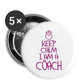 Keep Calm Coach cool Coach Geschenk - Buttons groß 56 mm (5er Pack) - Weiß - Vorne