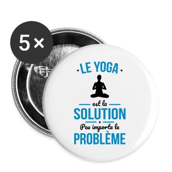Le yoga est la solution peu importe le problème - Lot de 5 grands badges (56 mm) - blanc - Devant