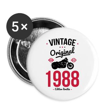 Birthday 35 years - Vintage 1988 Original - Buttons large 2.2''/56 mm (5-pack) - white - Front