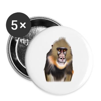 Singe Mandrill - Lot de 5 grands badges (56 mm) - blanc - Devant