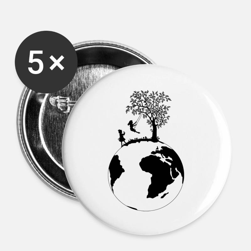 Planet - Buttons groß 56 mm (5er Pack) - Weiß