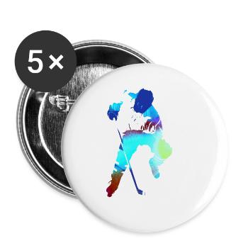 Eishockey, Hockey, Graffi, bunt - Buttons groß 56 mm (5er Pack) - Weiß - Vorne