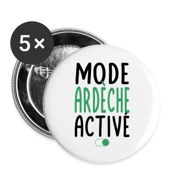 Mode Ardèche Activé - Idée Cadeau - Lot de 5 grands badges (56 mm) - blanc - Devant