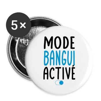 Mode Bangui Activé - Idée Cadeau - Lot de 5 grands badges (56 mm) - blanc - Devant